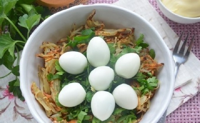 Салат гнездо глухаря рецепт с фото пошагово