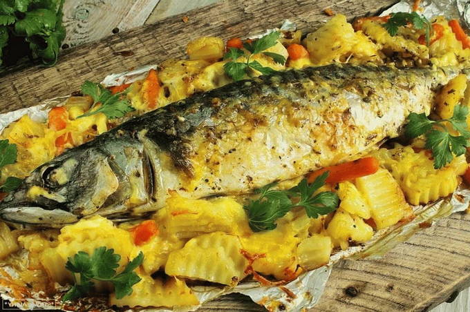 рыба с овощами в духовке для детей