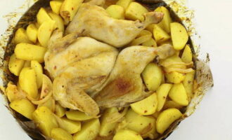 Достаньте рукав из духовки, разрежьте его, смажьте курицу выделившимся соком и запекайте еще 10-15 минут.