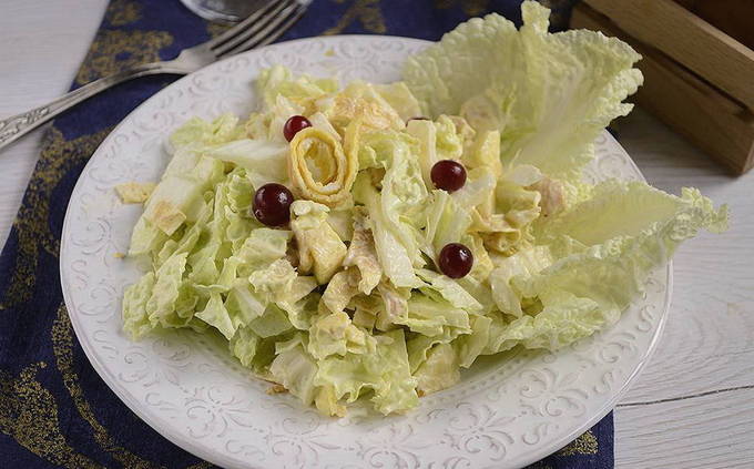 Салат с яичными блинчиками – 10 пошаговых рецептов приготовления
