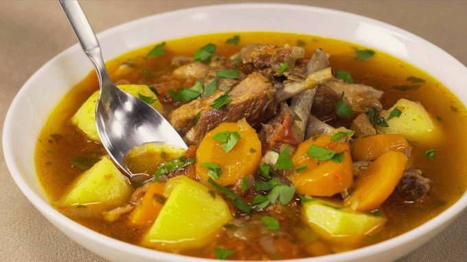 Горский суп шулюм с лосятиной в казане – пошаговый рецепт приготовления с фото