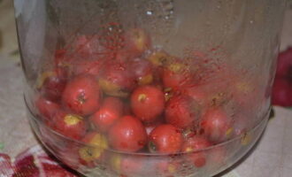 Как заготовить боярышник на зиму? Важно выбрать хорошие ягоды, не сморщенные и не пересушенные. Боярышник перебрать, промыть под проточной водой и пересыпать в стерильную 3-х литровую банку.
